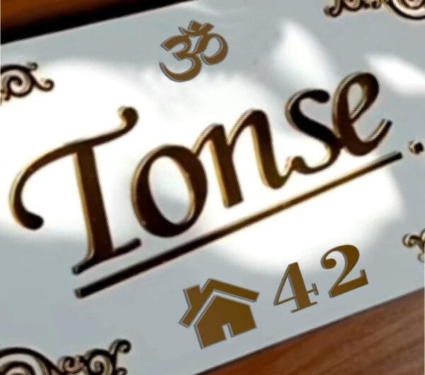 tranquil luxury villa house name plate by Home Indeed