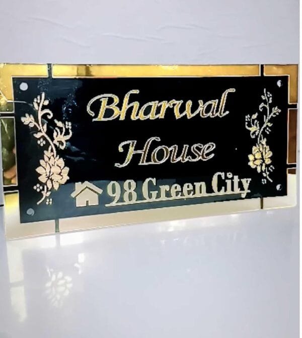 Black and Golden Premium Acrylic House Name Plate