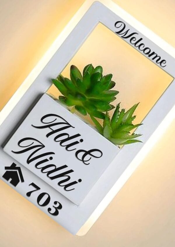 Succulent Wall Light Name Plate - Image 3
