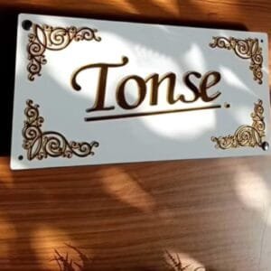 tranquil luxury villa house name plate by Home Indeed