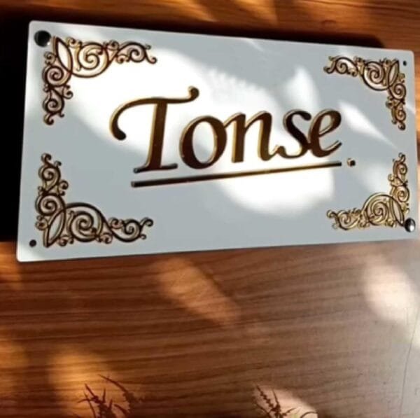 tranquil luxury villa house name plate by Home Indeed