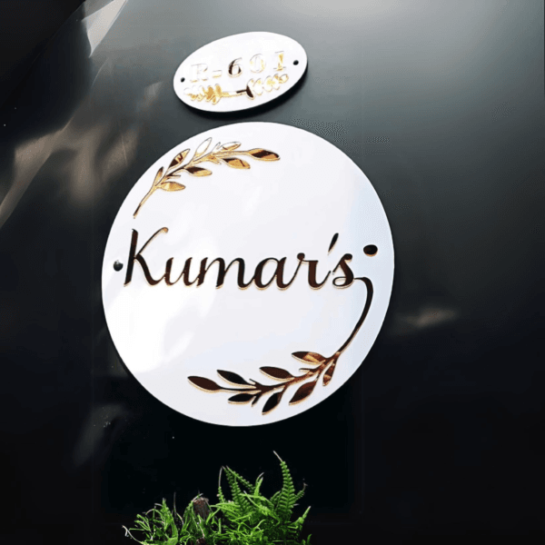 Round Acrylic Name Plate for Home